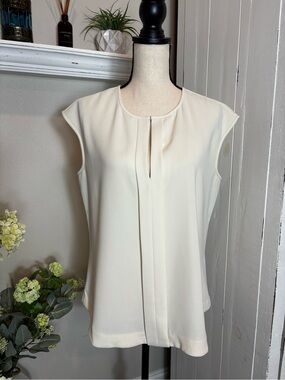 J. Crew Ivory Cream Sleeveless Keyhole Blouse
